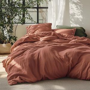 Bedsure King Linen Duvet Cover Set, Burnt Orange