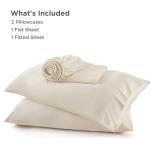 Bedsure Queen Bamboo Cooling Sheet Set, Light Beige