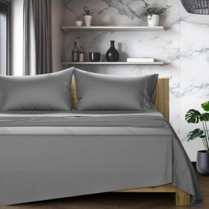 King Size 100% Egyptian Cotton Sheet Set - Dark Grey