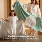 Bedsure Cotton Queen Blanket - Lightweight Herringbone Design