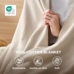 Bedsure Cotton Queen Blanket - Lightweight Herringbone Design