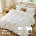 Bedsure Duvet Cover Queen Size - Soft Double Brushed Bedding Set for Kids & Adults, Zipper Closure, 3 Pieces, Includes 1 Duvet Cover (90"x90") & 2 Pillow Shams, NO Comforter, Ivory White