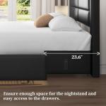 Queen Bed Frame with USB Ports and Storage Drawers