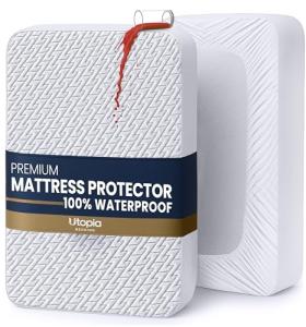 Utopia Bedding Waterproof Mattress Protector Twin Size, Premium 3D Air Soft Fabric Mattress Cover, Fits 15 Inches Deep, Breathable, Fitted Style with Stretchable Pockets