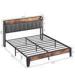 Queen Bed Frame with Storage Headboard and Charger