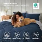 Bedsure Twin Comforter Set - 5 Pieces Reversible Navy Bedding, Twin Size Bed Set for All Seasons, Bed in a Bag with Down Alternative Comforter, Sheets, Pillowcase & Sham