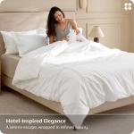Bedsure Luxury Hotel Duvet Cover Queen Size, 100% White Cotton Rope Weave Bedding Set, Includes 1 Duvet Cover 90x90 Inches with Hidden Zipper & 2 Pillow Shams, Comforter Sold Separately