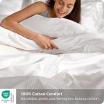 Bedsure Luxury Hotel Duvet Cover Queen Size, 100% White Cotton Rope Weave Bedding Set, Includes 1 Duvet Cover 90x90 Inches with Hidden Zipper & 2 Pillow Shams, Comforter Sold Separately