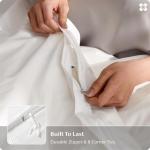 Bedsure Luxury Hotel Duvet Cover Queen Size, 100% White Cotton Rope Weave Bedding Set, Includes 1 Duvet Cover 90x90 Inches with Hidden Zipper & 2 Pillow Shams, Comforter Sold Separately