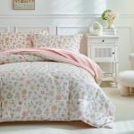 DuShow Floral Twin Comforter Set,5 Pieces Twin Bedding Set for Girls,Twin Bed in a Bag, All Season Kids Sheet Set with Comforter, Flat Sheet, Fitted Sheet, Pillowcase and Pillow Sham-Pink Floral