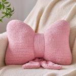 Znhinery Bow Pillow, Decorative Throw Pillows with Soft Plush, Bow Throw Pillow for Couch Bed, Home Decor Bow Shaped Pillow for Bedroom Living Room (Grey Pink, 12 Inches)