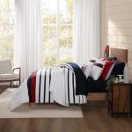 Tommy Hilfiger - King Duvet Cover Set, 100% Reversible Cotton Bedding with a Naturally Soft Feel, Classic Americana, 3 Piece Bed Set with Matching Pillowcases (Classic Stripe Blue)