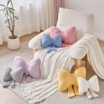 Znhinery Bow Pillow, Decorative Throw Pillows with Soft Plush, Bow Throw Pillow for Couch Bed, Home Decor Bow Shaped Pillow for Bedroom Living Room (Grey Pink, 12 Inches)