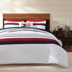 Tommy Hilfiger - King Duvet Cover Set, 100% Reversible Cotton Bedding with a Naturally Soft Feel, Classic Americana, 3 Piece Bed Set with Matching Pillowcases (Classic Stripe Blue)