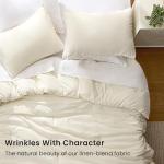 Love's cabin Queen Comforter Set Beige, 3-Piece 90% Polyester 10% Linen Blend Bedding Set, Linen-Look Textured Stripe, Down Alternative All-Season Comforter with Pillow Shams