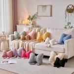 Znhinery Bow Pillow, Decorative Throw Pillows with Soft Plush, Bow Throw Pillow for Couch Bed, Home Decor Bow Shaped Pillow for Bedroom Living Room (Grey Pink, 12 Inches)