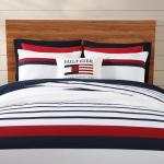 Tommy Hilfiger - King Duvet Cover Set, 100% Reversible Cotton Bedding with a Naturally Soft Feel, Classic Americana, 3 Piece Bed Set with Matching Pillowcases (Classic Stripe Blue)