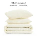 Love's cabin Queen Comforter Set Beige, 3-Piece 90% Polyester 10% Linen Blend Bedding Set, Linen-Look Textured Stripe, Down Alternative All-Season Comforter with Pillow Shams