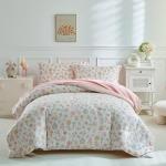 DuShow Floral Twin Comforter Set,5 Pieces Twin Bedding Set for Girls,Twin Bed in a Bag, All Season Kids Sheet Set with Comforter, Flat Sheet, Fitted Sheet, Pillowcase and Pillow Sham-Pink Floral