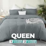 Utopia Bedding Duvet Cover Set with Pillowcases - 3 Pieces Bedding Duvet Cover with Zipper Closure - 1 Duvet Cover with 2 Pillowcases - Soft Brushed Microfiber (Queen, Grey)