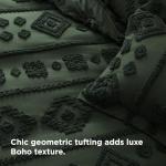 Bedsure Boho Duvet Cover Queen Size - Dark Green Tufted Boho Bedding, Farmhouse Shabby Chic Embroidery Bedding for All Seasons, 3 Pieces, 1 Soft Jacquard Queen Comforter Cover and 2 Pillow Shams