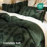Bedsure Boho Duvet Cover Queen Size - Dark Green Tufted Boho Bedding, Farmhouse Shabby Chic Embroidery Bedding for All Seasons, 3 Pieces, 1 Soft Jacquard Queen Comforter Cover and 2 Pillow Shams
