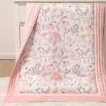 The Peanutshell Whimsical Floral 3 Piece Baby Crib Bedding Set for Girls, Pink Botanical Nursery Decor, Reversible Comforter, Crib Accessories Girl, Newborn, Infant & Toddler Girl Bedding Set