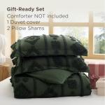 Bedsure Boho Duvet Cover Queen Size - Dark Green Tufted Boho Bedding, Farmhouse Shabby Chic Embroidery Bedding for All Seasons, 3 Pieces, 1 Soft Jacquard Queen Comforter Cover and 2 Pillow Shams