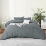 Utopia Bedding Duvet Cover Set with Pillowcases - 3 Pieces Bedding Duvet Cover with Zipper Closure - 1 Duvet Cover with 2 Pillowcases - Soft Brushed Microfiber (Queen, Grey)