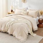Beige Ruffle Queen Comforter Set - 3 Pieces