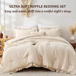 Beige Ruffle Queen Comforter Set - 3 Pieces