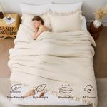 Beige Ruffle Queen Comforter Set - 3 Pieces