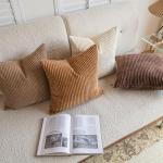 Set of 4 Neutral 18x18 Corduroy Pillow Covers