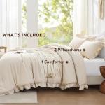 Beige Ruffle Queen Comforter Set - 3 Pieces