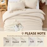 Beige Ruffle Queen Comforter Set - 3 Pieces