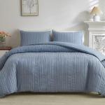 Blue Tufted Duvet Cover Set, Queen Size