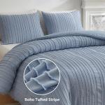 Blue Tufted Duvet Cover Set, Queen Size