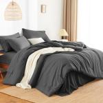 HIMEET 7-Piece Queen Comforter Set, Dark Grey
