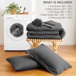 HIMEET 7-Piece Queen Comforter Set, Dark Grey