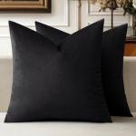 Black Velvet Decorative Pillow Covers, Set of 2