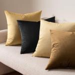 Black Velvet Decorative Pillow Covers, Set of 2