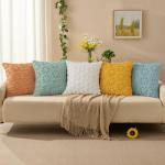 Yellow Flower Heart Pillow Covers Set of 2