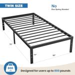 OLIXIS Metal Twin Bed Frame with Storage, Black