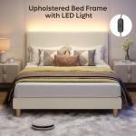 Queen Bed Frame with LED Headboard - Beige