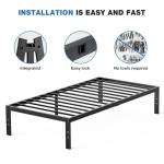 OLIXIS Metal Twin Bed Frame with Storage, Black