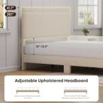 Queen Bed Frame with LED Headboard - Beige