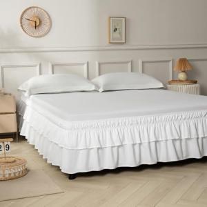 NookZuzu Ruffled White Bed Skirt for Twin Beds