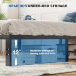 OLIXIS Metal Twin Bed Frame with Storage, Black