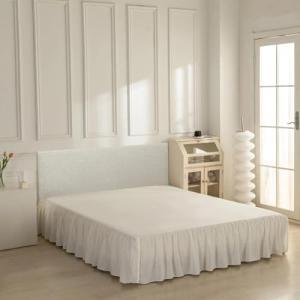 Ruffled Queen Size Bed Skirt with Split Corners
