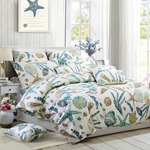 Beach Themed Cotton Duvet Cover Set, Full Size